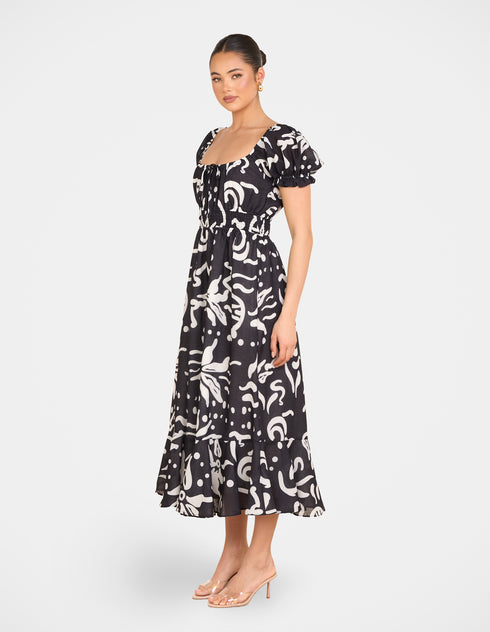 Yana Puff Sleeve Midi Dress